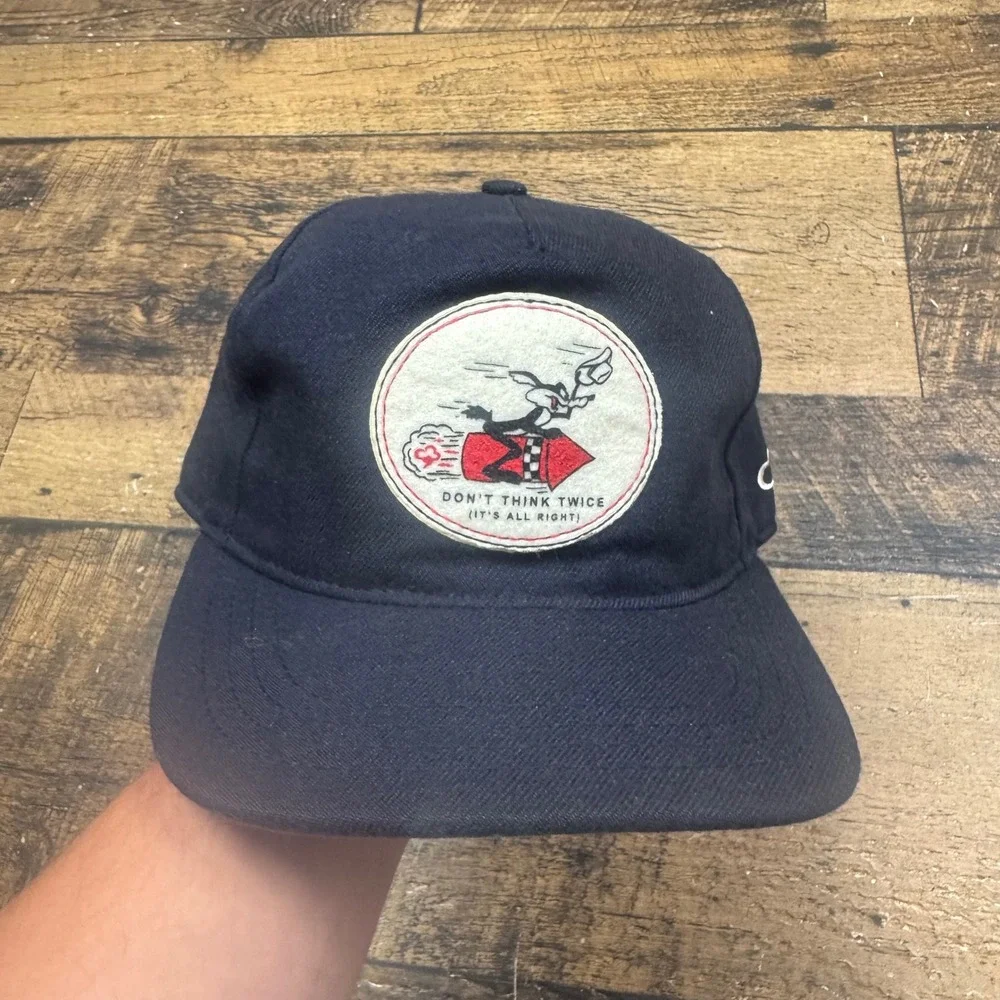 The Ampal Creative Navy Blue Don't Think Twice Rocket Coyote Strapback Hat USA
